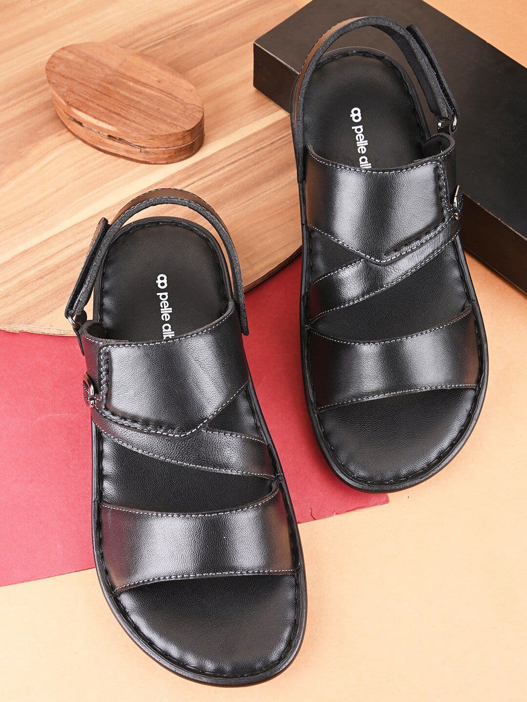 pelle albero Men Leather Fisherman Sandals With Backstrap - view 1