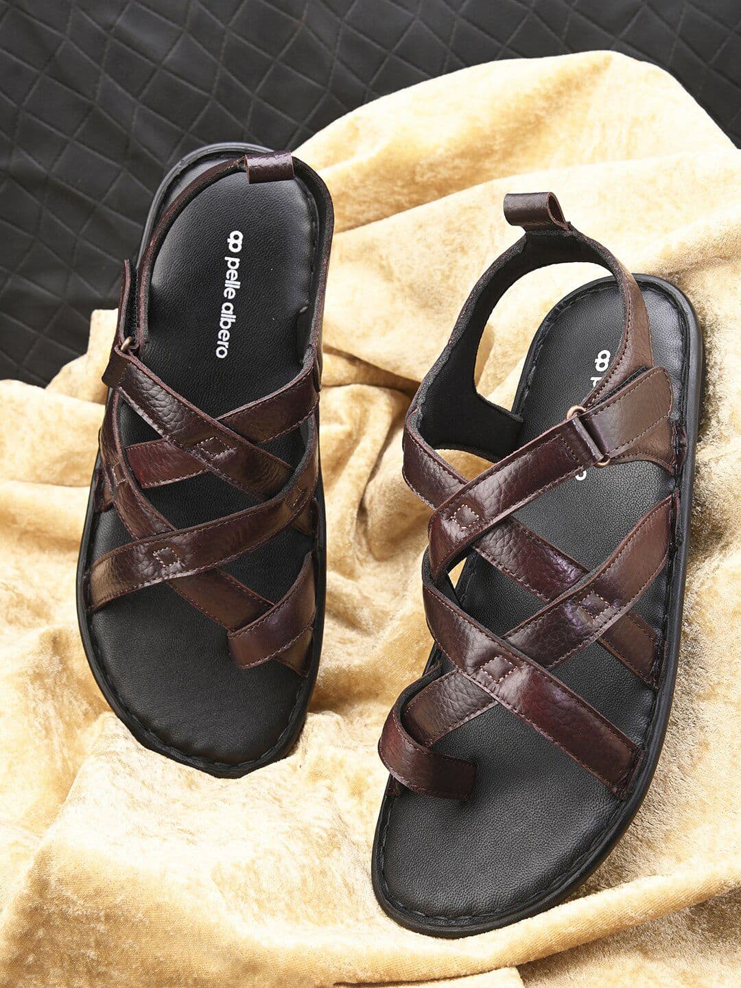 pelle albero Men Textured Leather Comfort Sandals - view 1