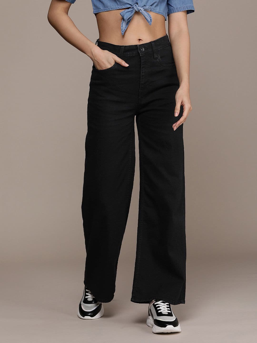 The Roadster Life Co. Women Wide Leg Mid-Rise Stretchable Casual Jeans - view 1