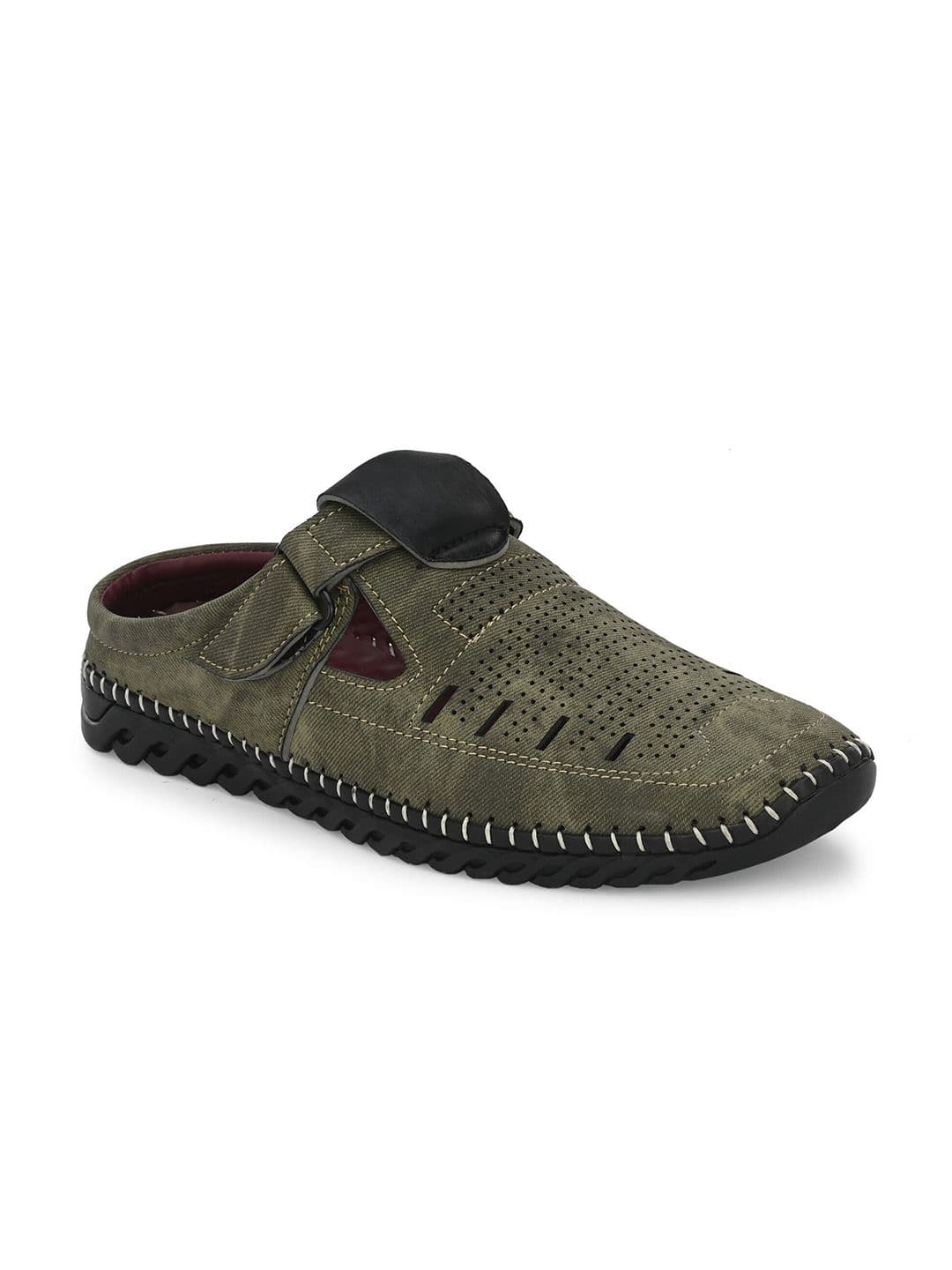 Azzaro Black Men Perforations Comfort Sandals With Laser Cuts - view 1