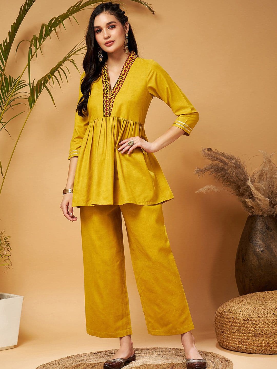 Shae by SASSAFRAS Mustard Yellow Empire Tunic With Trouser - view 1