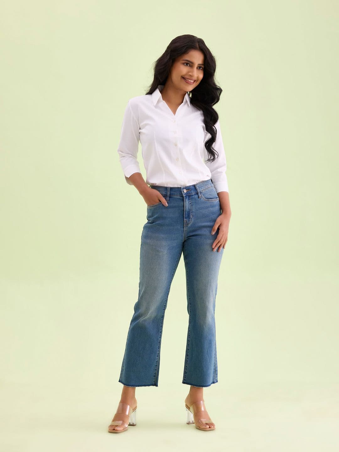 Go Colors Women Clean Look Flared Light Fade Cotton Jeans - view 1