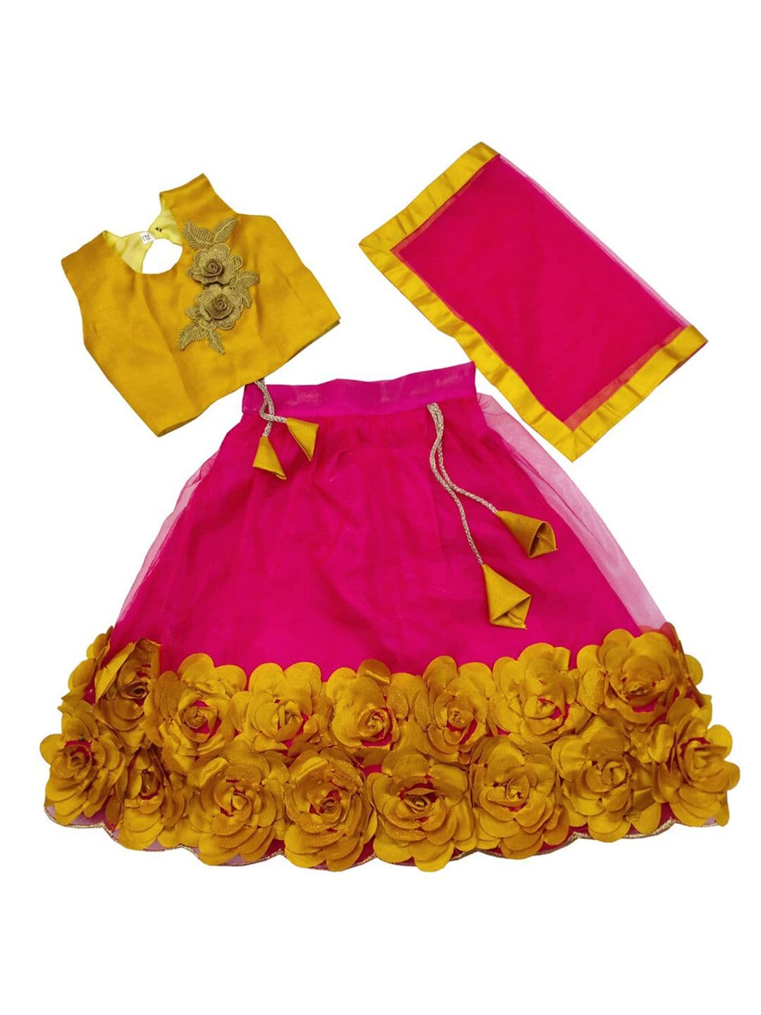 BAESD Girls Embroidered Patchwork Ready to Wear Lehenga & Blouse With Dupatta - view 1