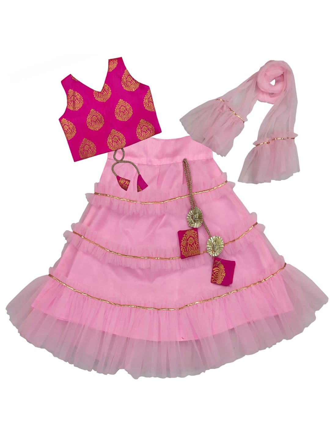 BAESD Girls V-Neck Ready to Wear Lehenga & Blouse With Dupatta - view 1