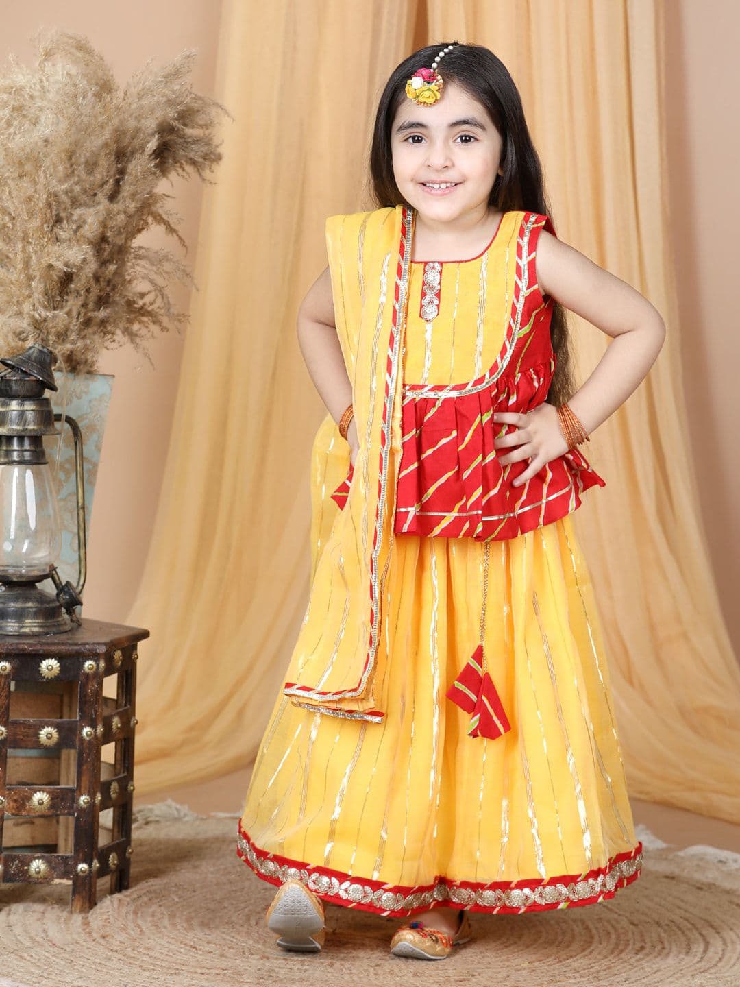 Here&Now X Kinder Kids Girls Embroidered Ready to Wear Lehenga Choli With Dupatta - view 1