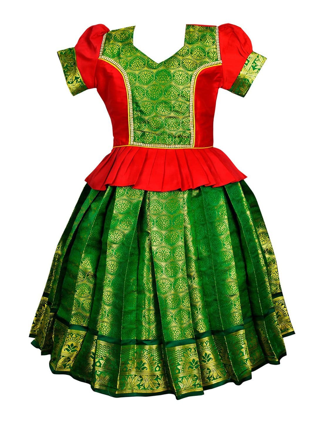 AMIRTHA FASHION Girls Woven Design Ready to Wear Art Silk Lehenga - view 1