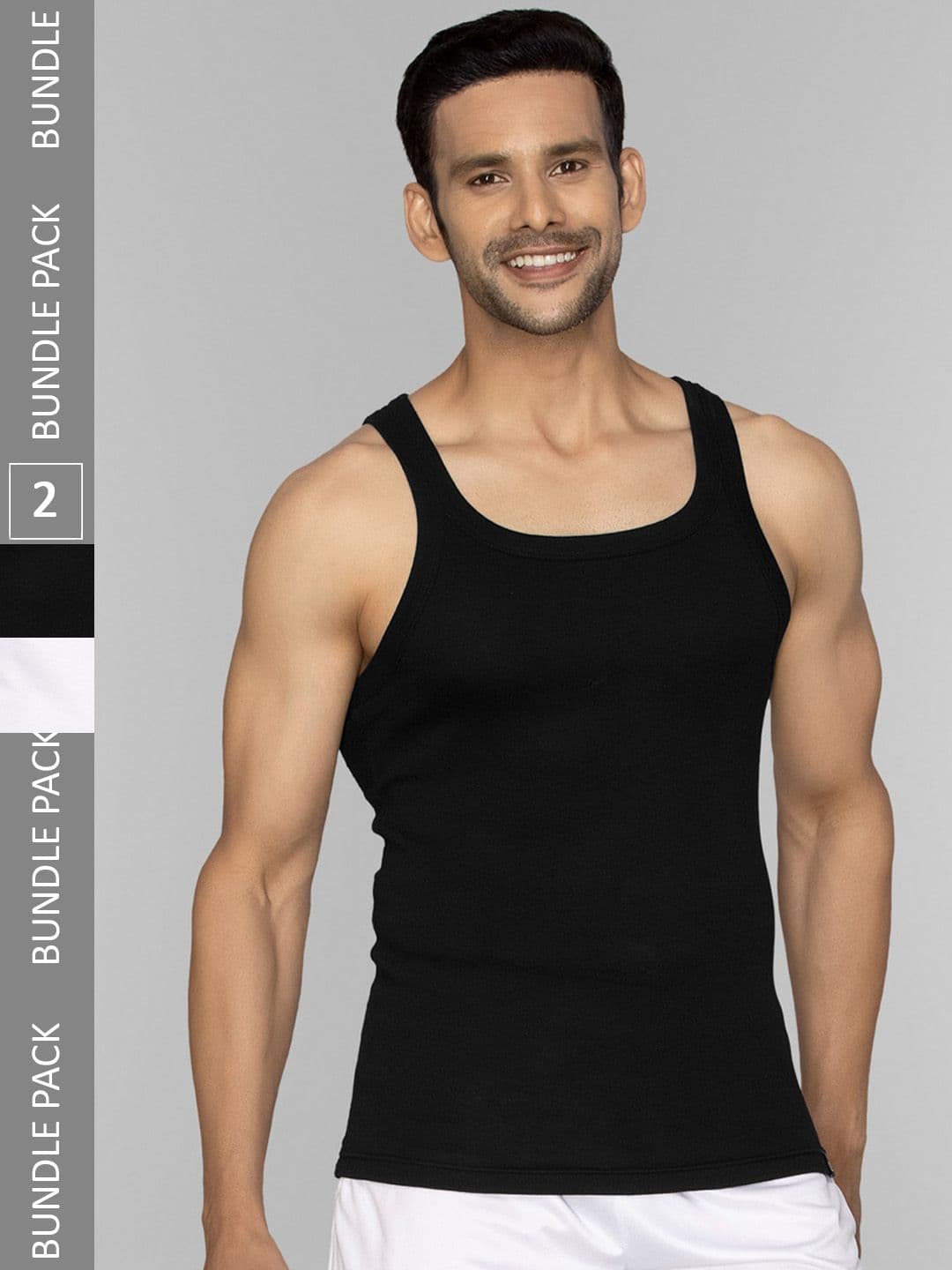XYXX Men Pack of 2 Solid Pace Super Combed Cotton Ribbed Square Neck Gym Vest - view 1