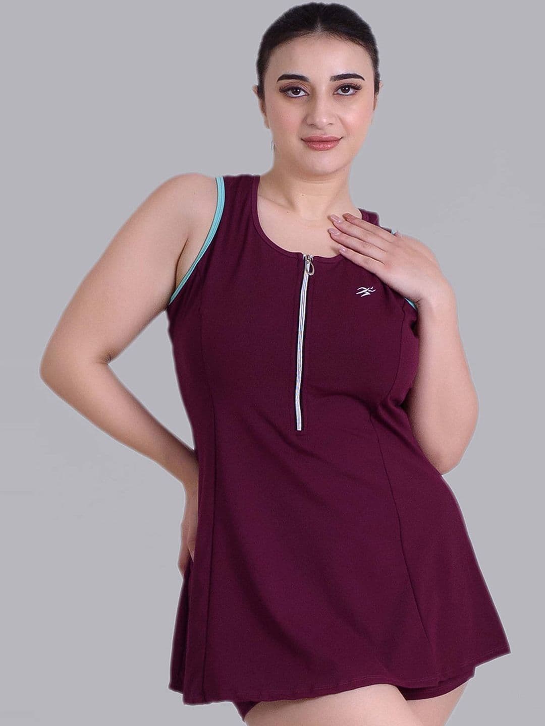 Keepfit Women Sleeveless Padded Swimset with Zipper Top and Boyshorts for Women & Girls - view 1