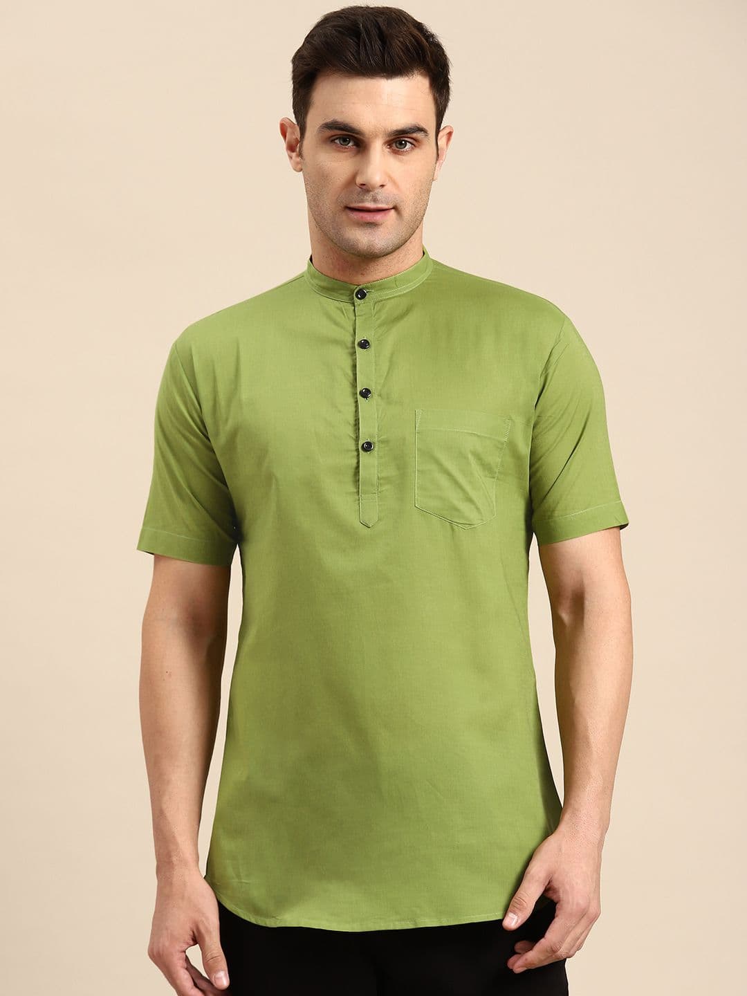 RAJUBHAI HARGOVINDAS Men Mandarin Collar Pure Cotton Kurta - view 1