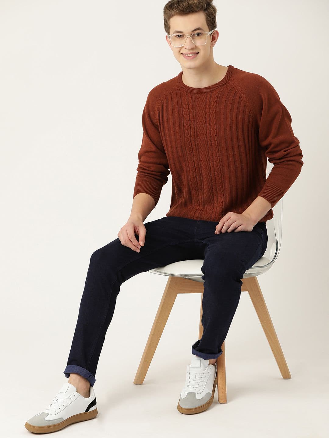 Mast & Harbour Cable Knit Acrylic Pullover - view 1