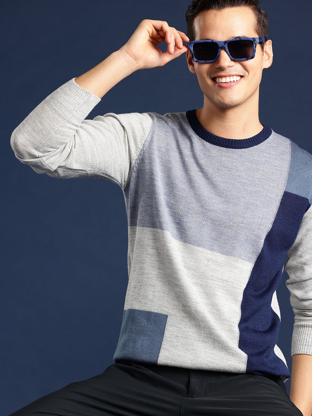 Mast & Harbour Colourblocked Acrylic Pullover - view 1