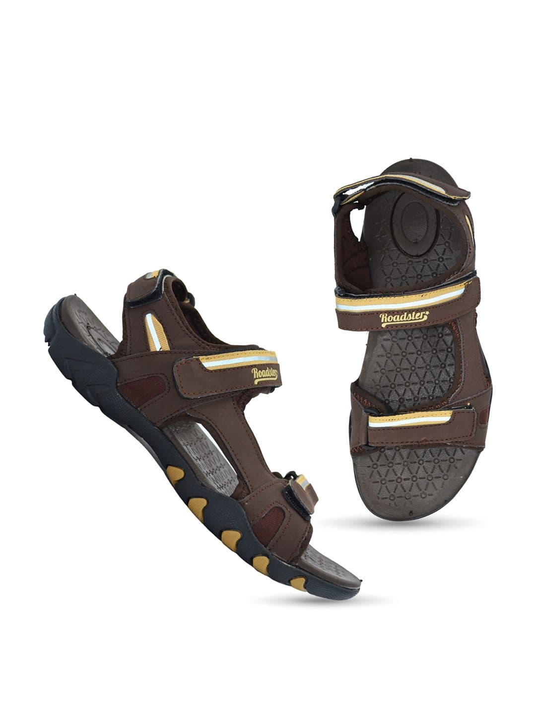 The Roadster Lifestyle Co. Men Brown & Yellow Brand Logo Printed Sports Sandals - view 1