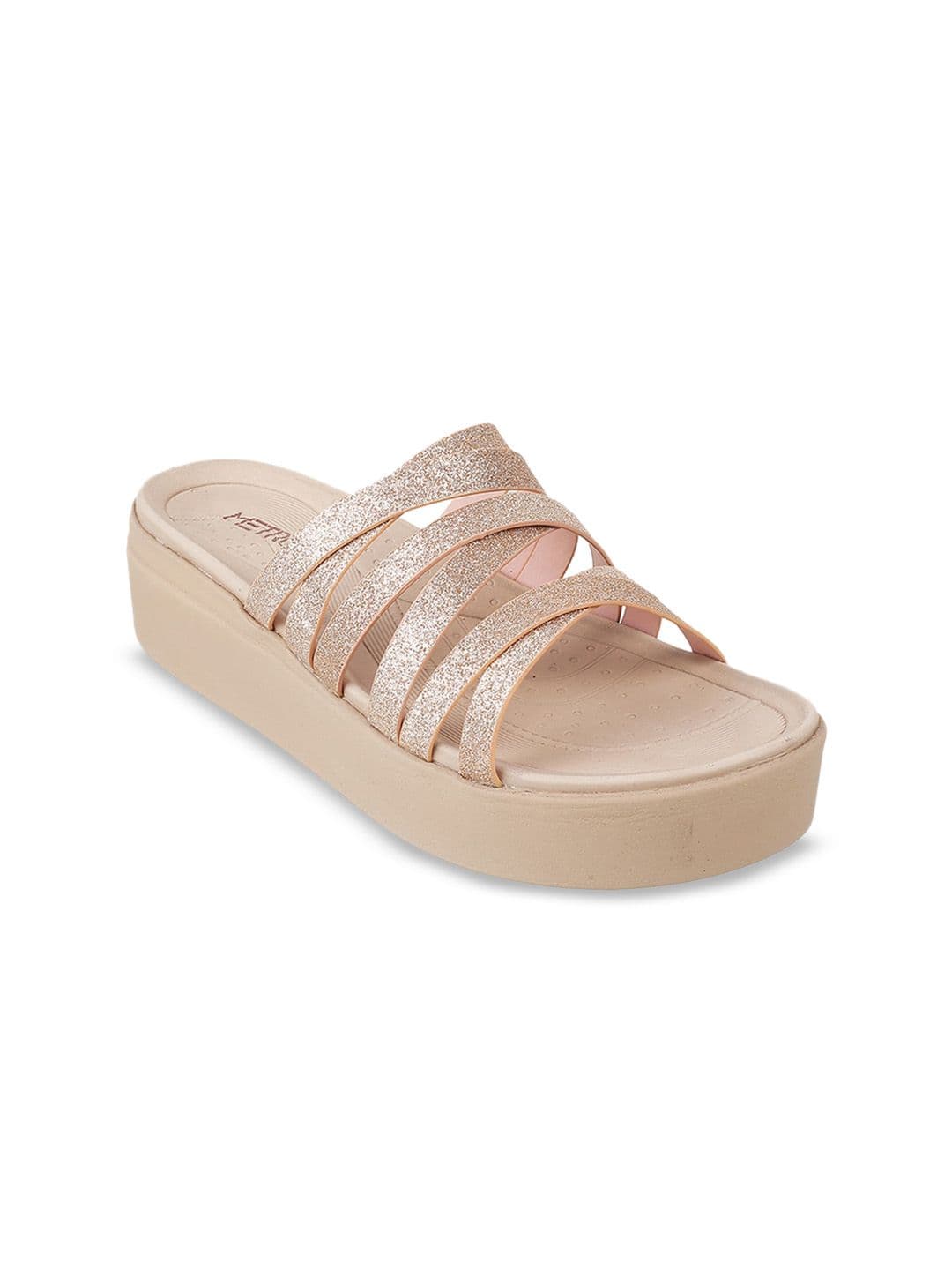 Metro Womens Pink Strappy Embellished Platform Heels - view 1