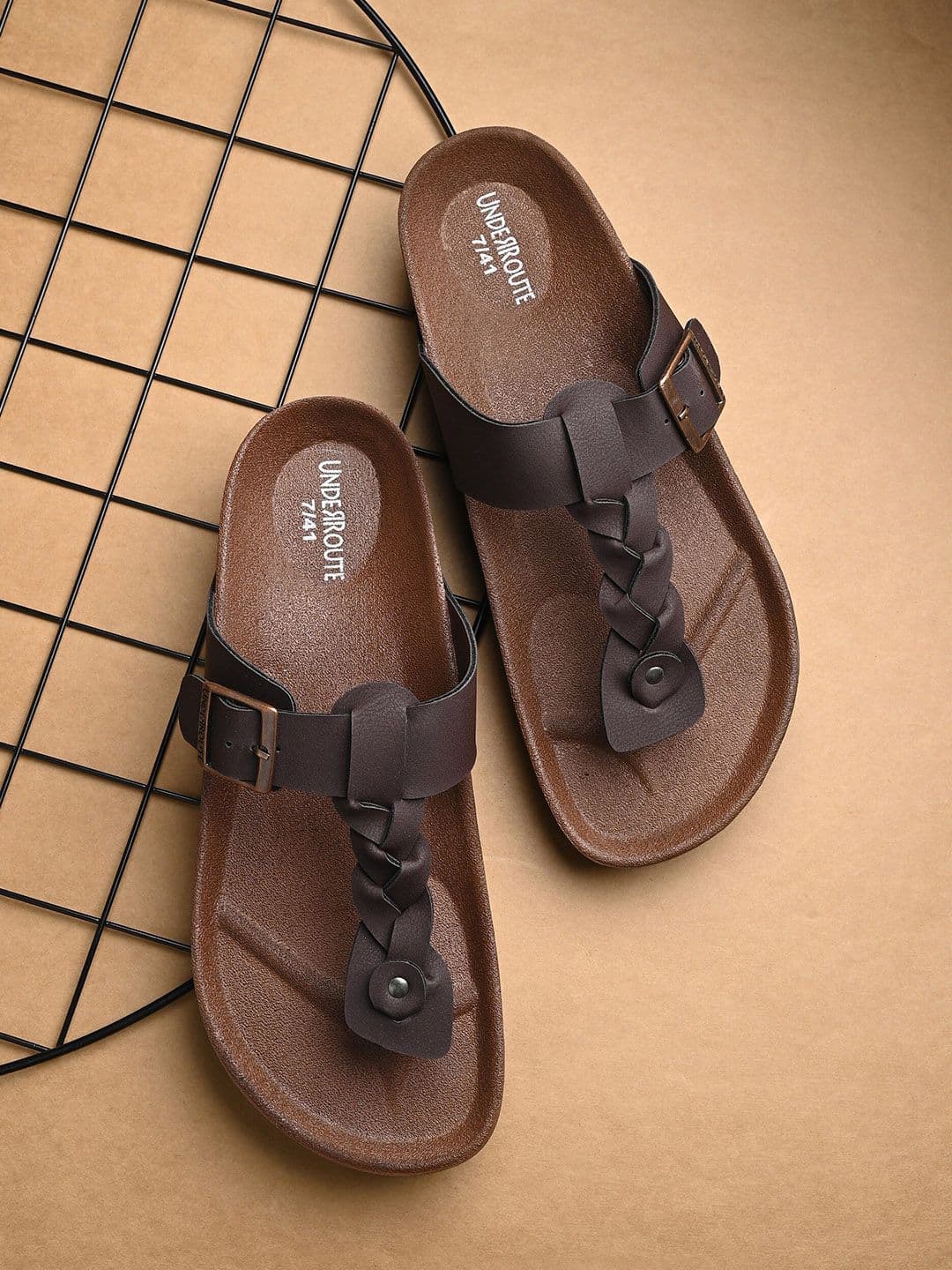 UNDERROUTE Men Braided Comfort Sandals With Buckle Detail - view 1