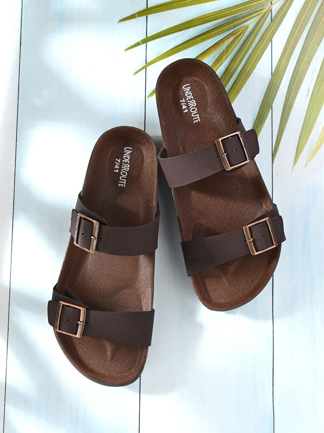 UNDERROUTE Men Two Strap Open Toe Comfort Sandals With Buckle Detail - view 1