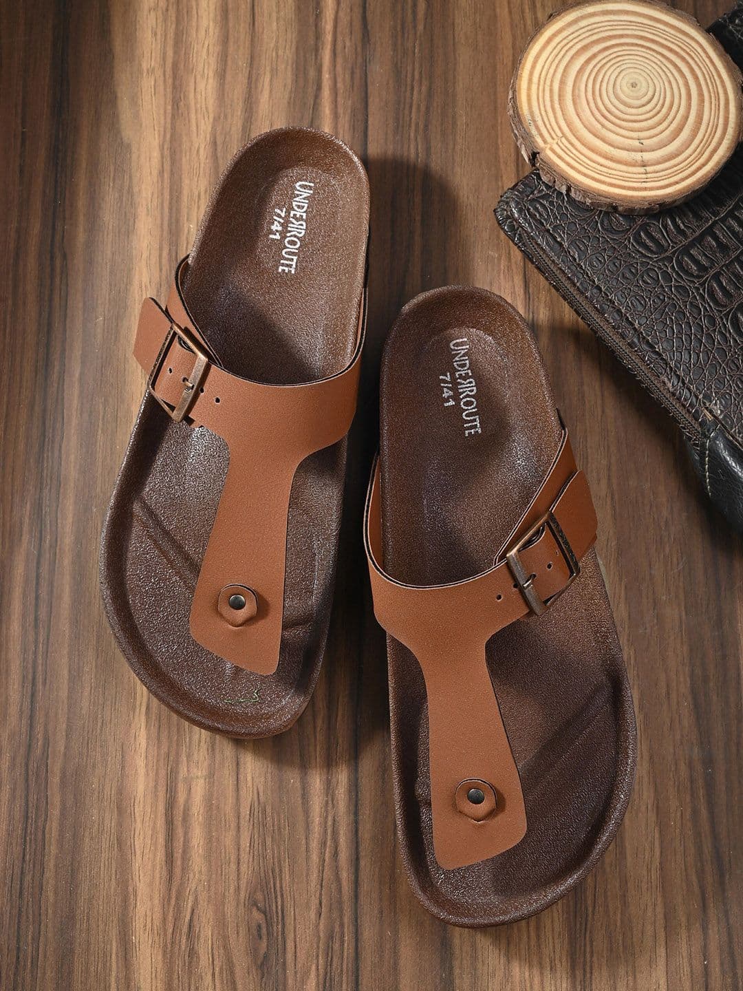 UNDERROUTE Men Open Toe Comfort Sandals With Buckle Detail - view 1
