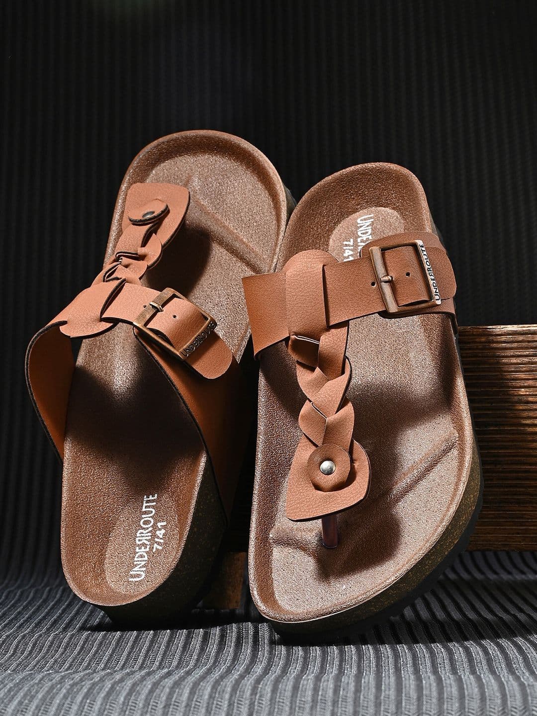 UNDERROUTE Men Braided Comfort Sandals With Buckle Detail - view 1