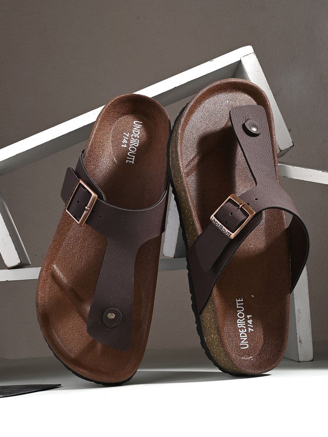 UNDERROUTE Men Open Toe Comfort Sandals With Buckle Detail - view 1