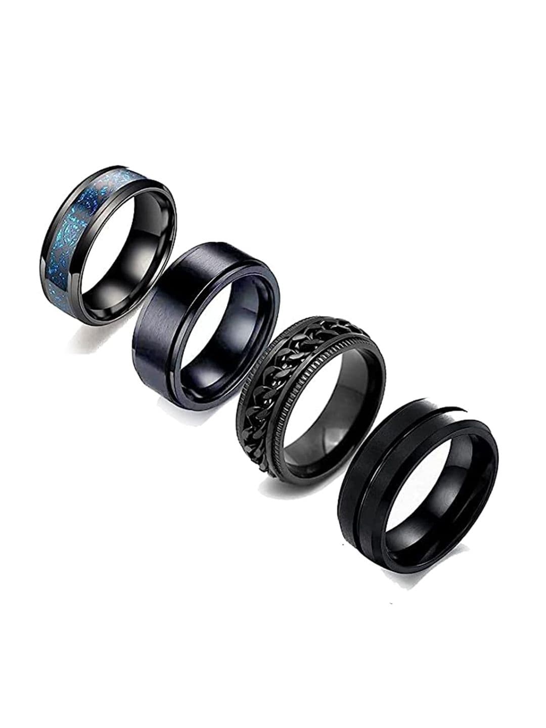 MEENAZ Set Of 4 Silver Plated Finger Rings - view 1