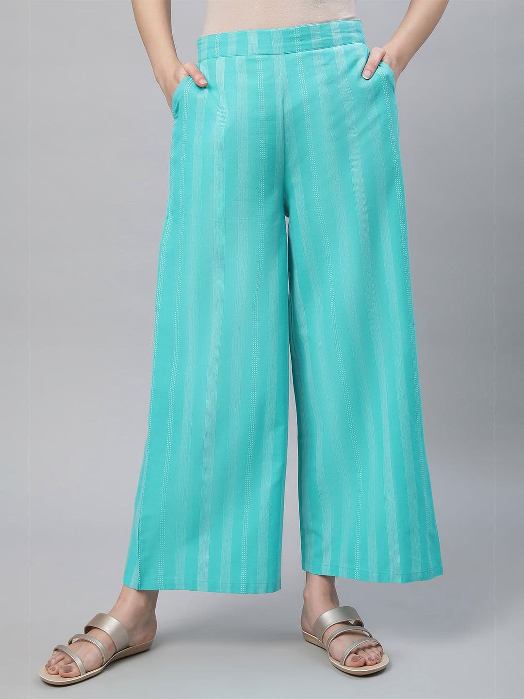 AURELIA Women Striped Mid Rise Palazzos - view 1