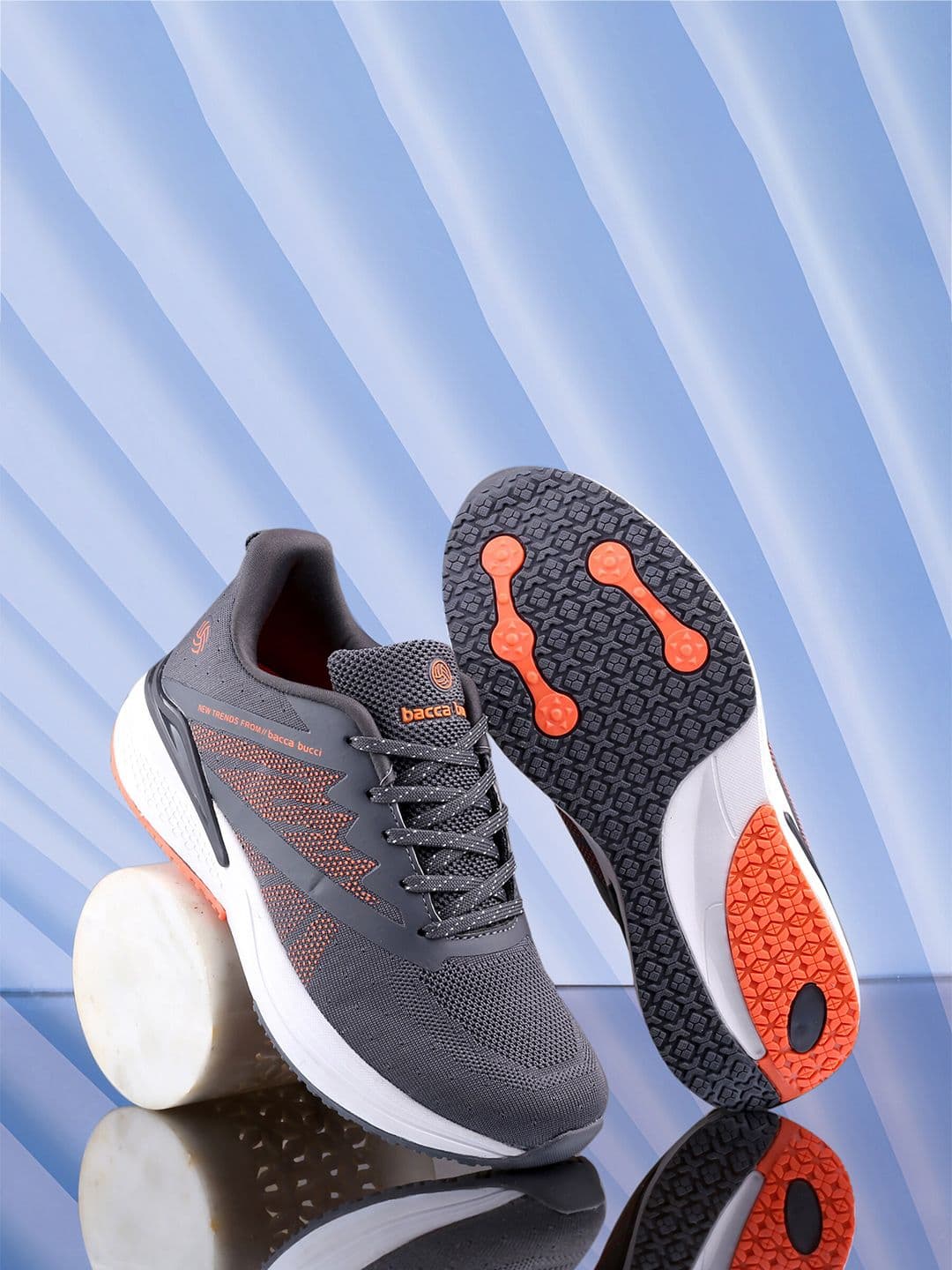bacca bucci Men Grey Mesh Marking Running Sports Shoes - view 1