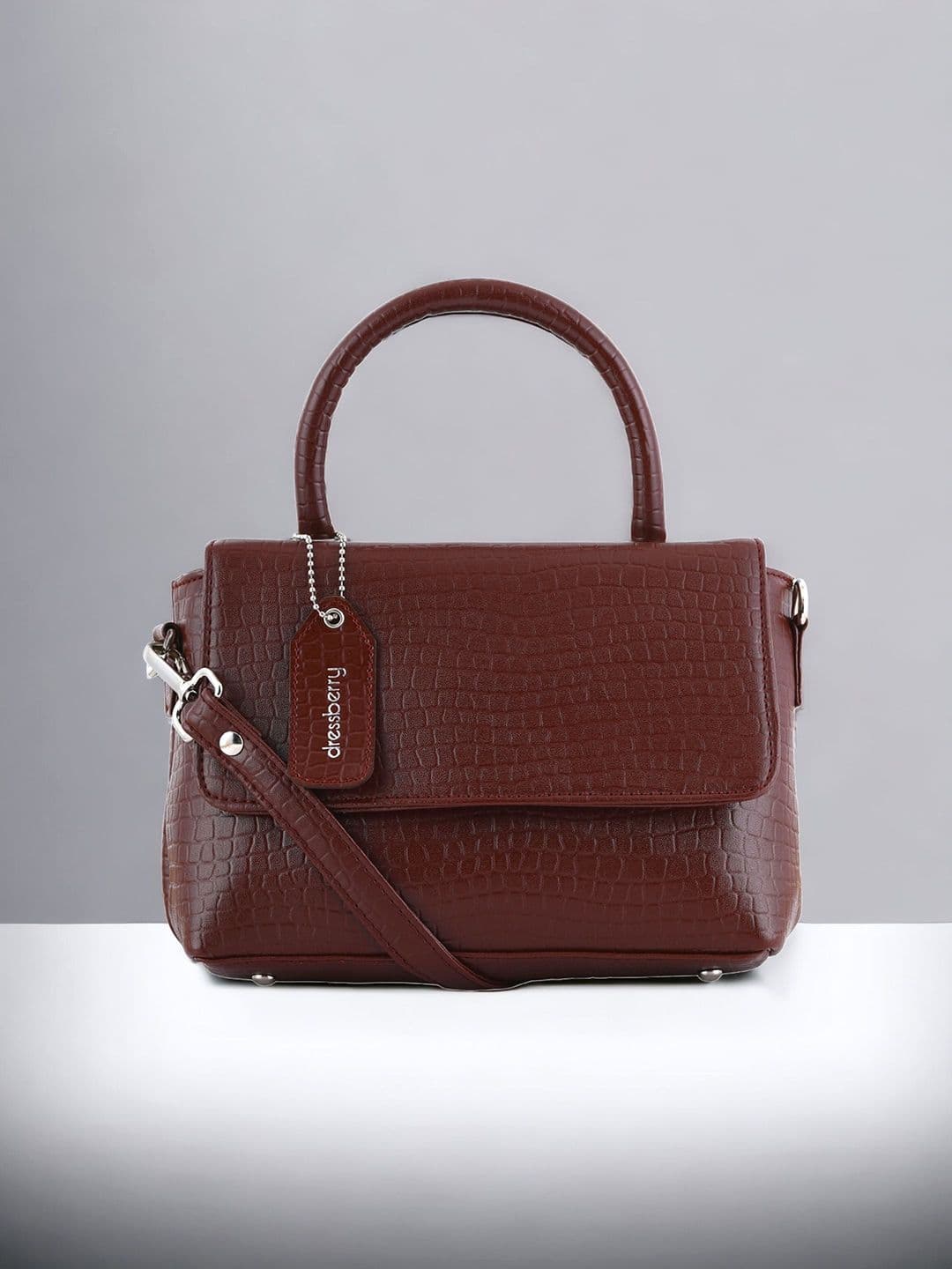 DressBerry Brown Textured Bowling Satchel Bag - view 1