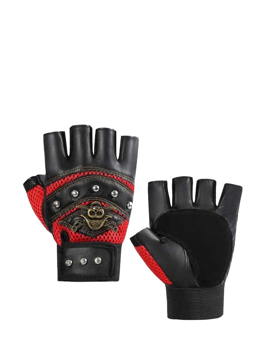 Alexvyan Men Pirates Embellished Protective Half Finger Gloves - view 1