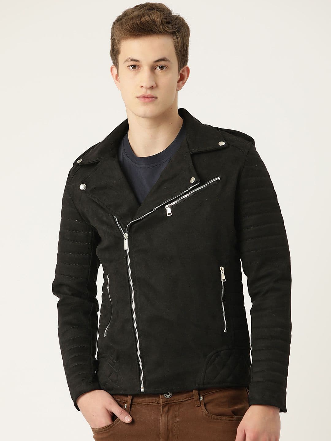 Leather Retail Men Suede Lightweight Biker Jacket - view 1