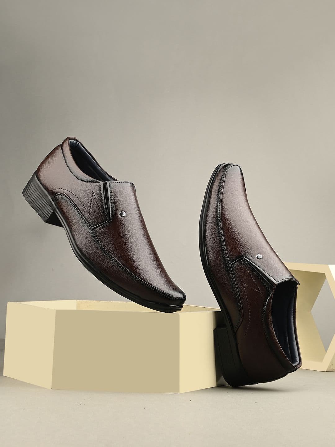 Azzaro Black Men Textured Formal Slip On Shoes - view 1