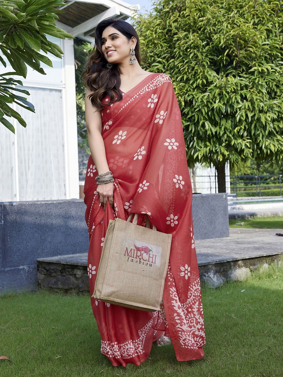 KALINI Batik Printed Chiffon Saree - view 1