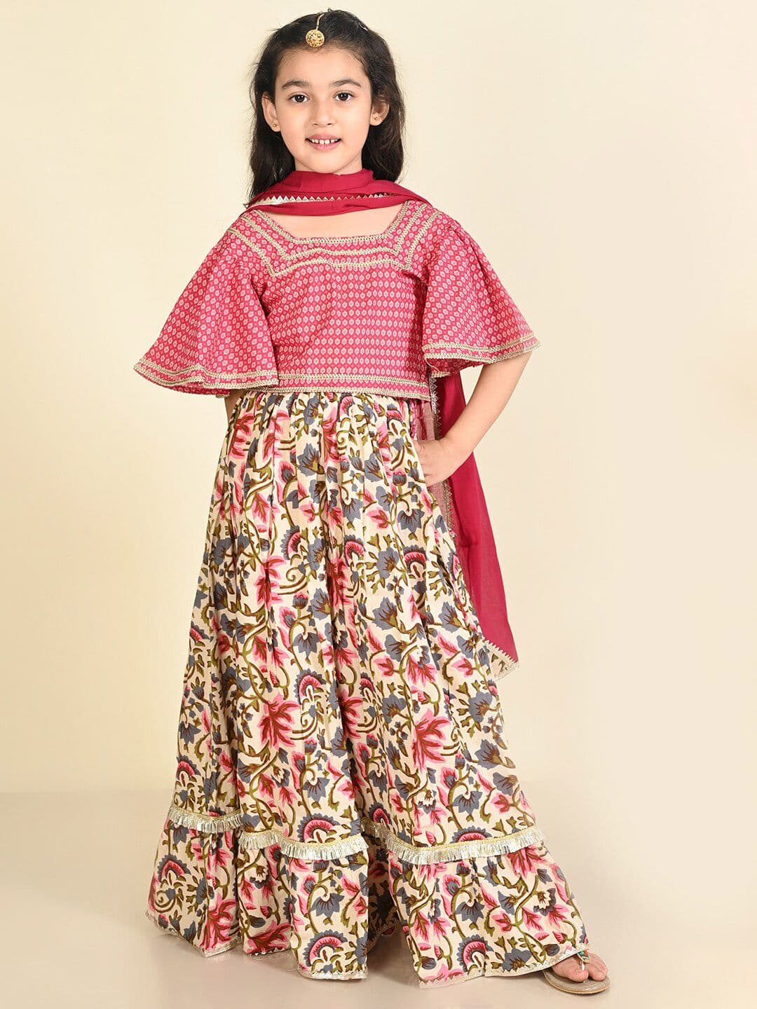 LIL PITAARA Girls Printed Ready to Wear Lehenga & Blouse With Dupatta - view 1