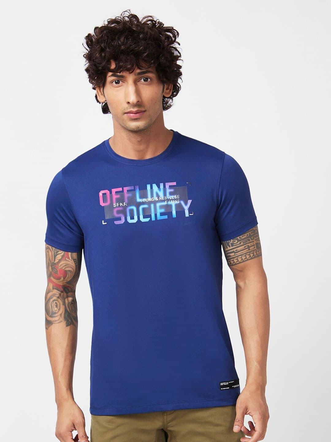 SPYKAR Typography Printed Slim Fit Cotton Casual T-Shirt - view 1