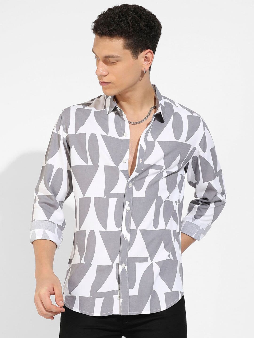 CAHOOT Grey Geometric Printed Casual Shirt - view 1