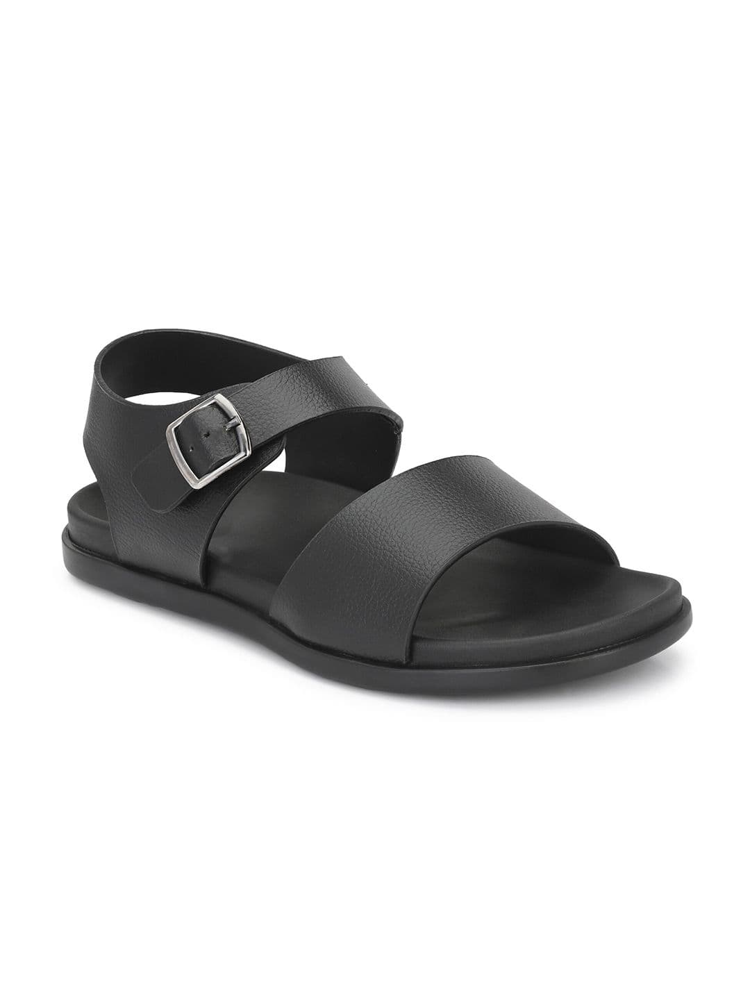 Azzaro Black Men Open Toe Comfort Sandals With Buckles - view 1
