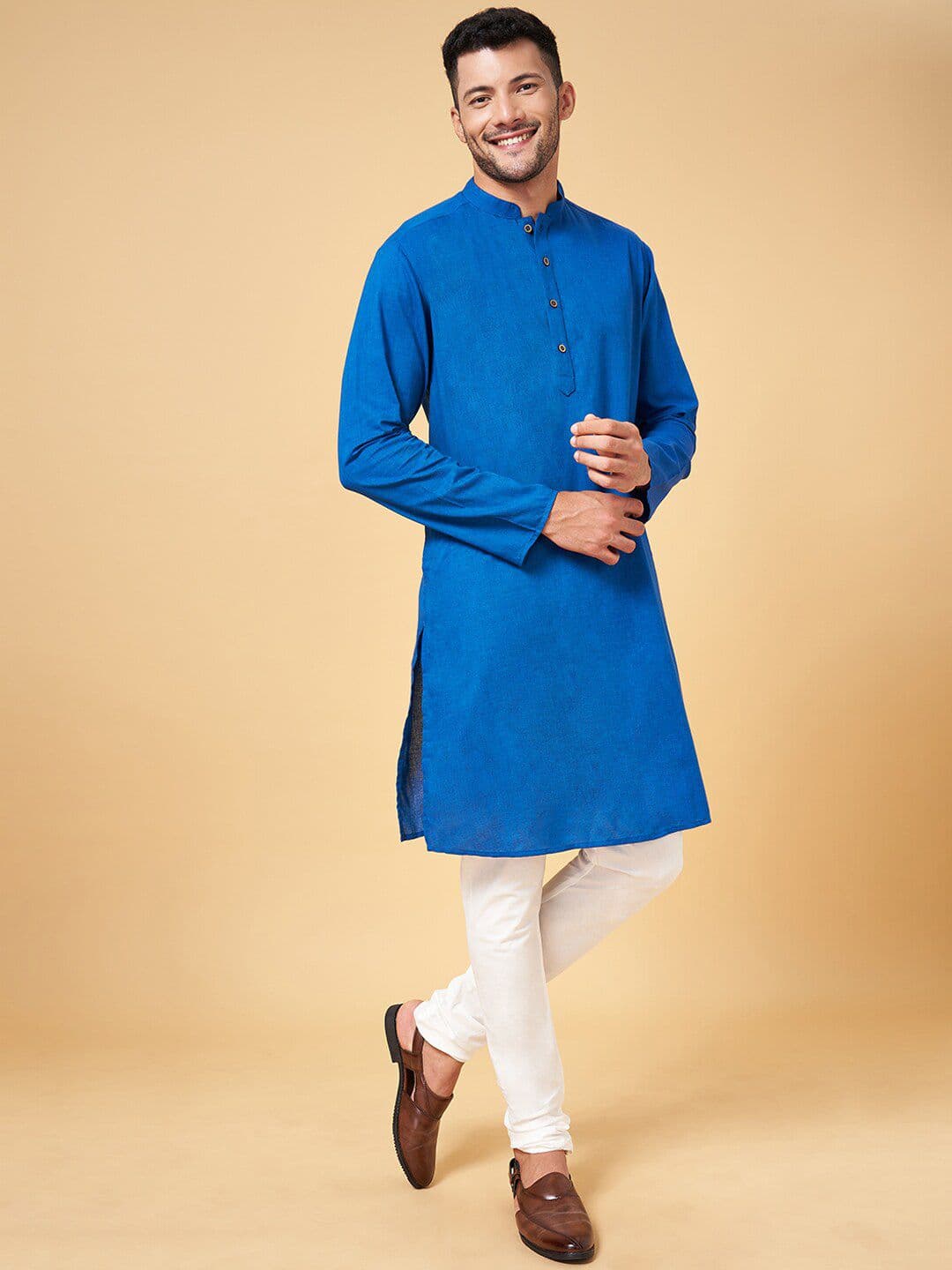 indus route by Pantaloons Mandarin Collar Long Sleeves Straight Kurta - view 1