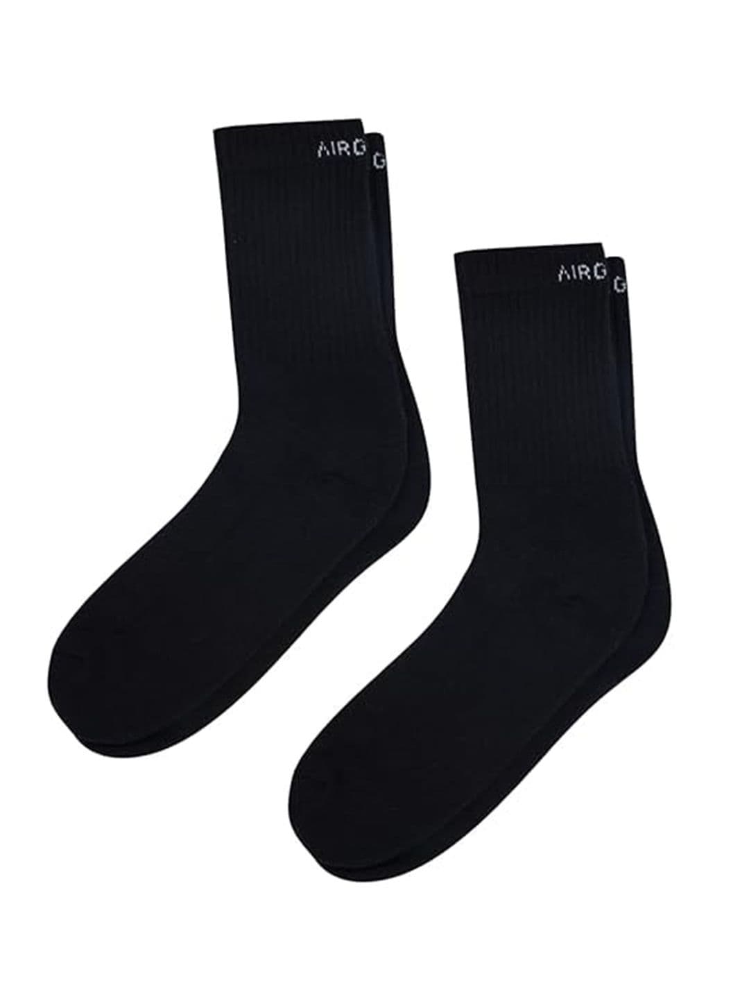 AIR GARB Pack of 2 Black Color Crew Length Pure Cotton Breathable Socks - view 1
