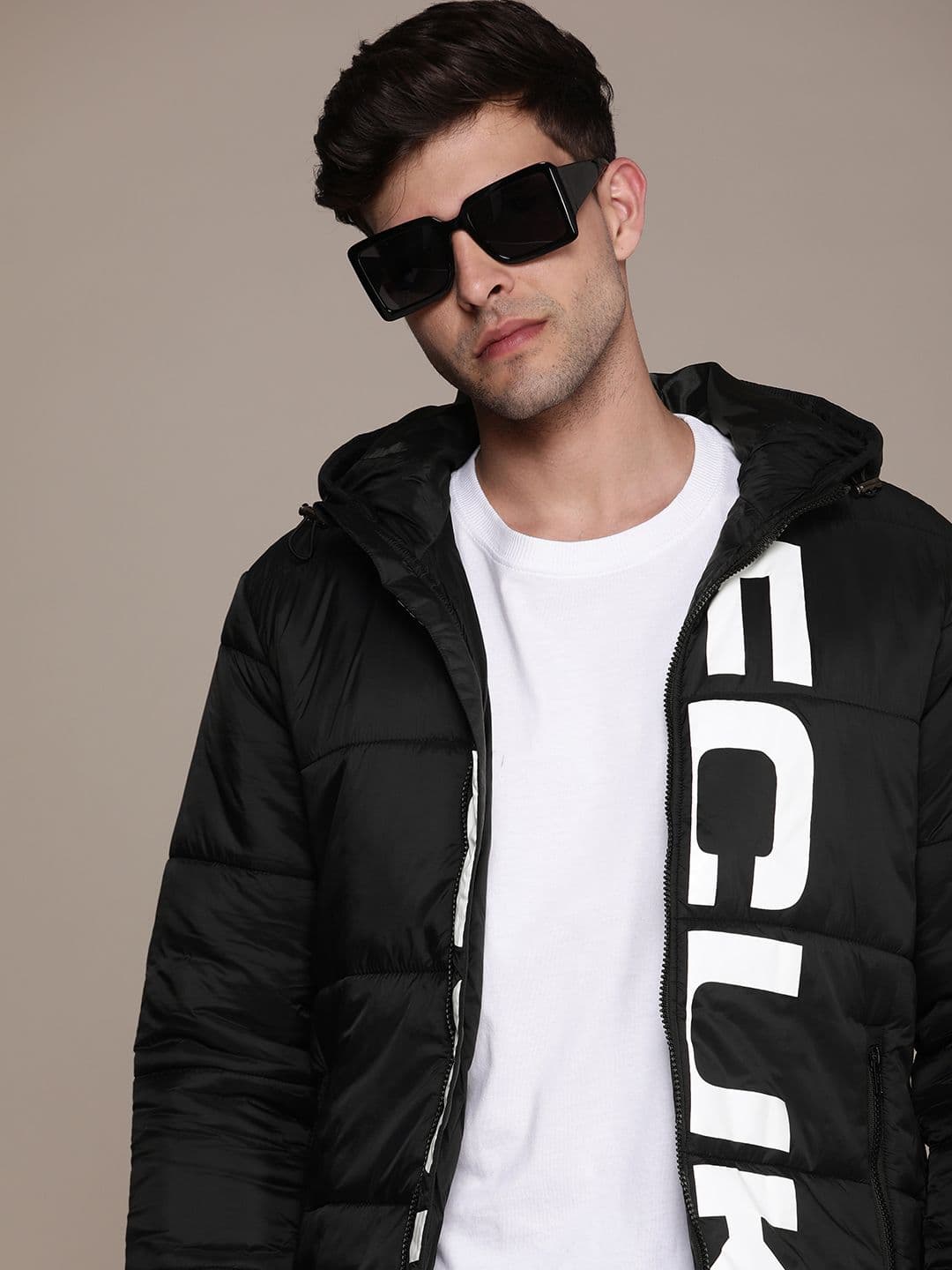 FCUK Brand Logo Printed Hooded Puffer Jacket - view 1