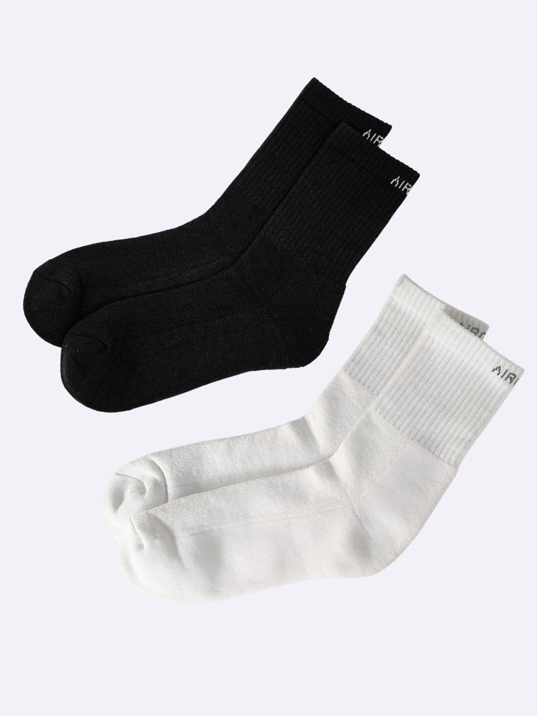 AIR GARB Pack of 2 White and Black Color Crew Length Pure Cotton Breathable Socks - view 1