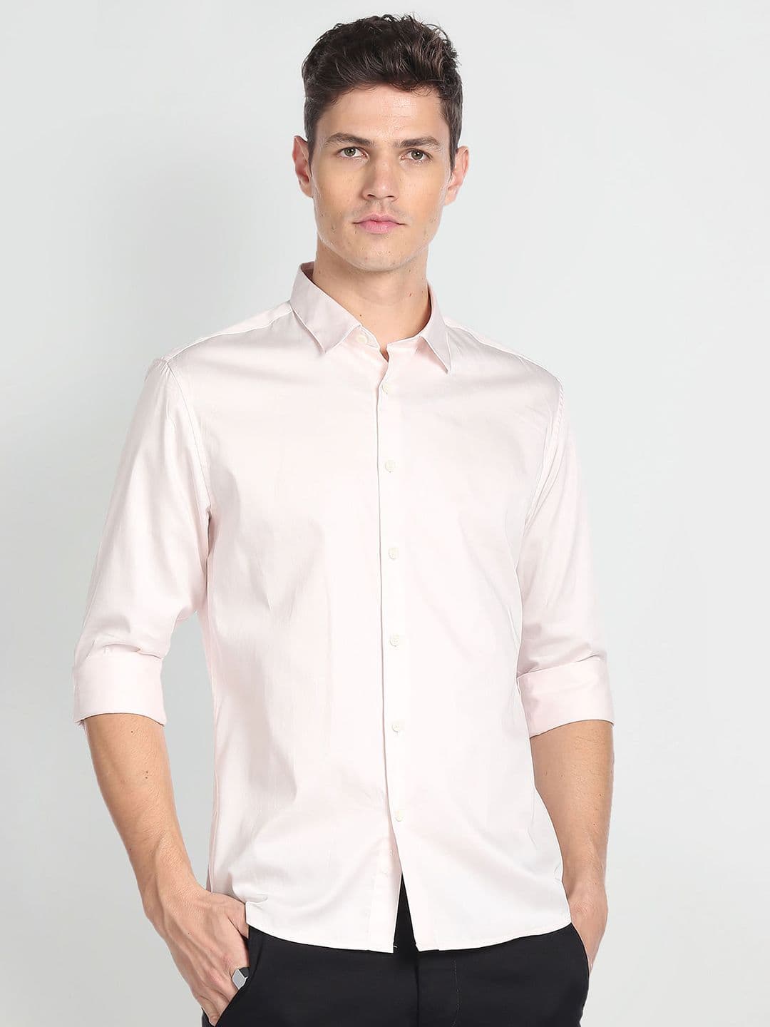 Flying Machine Spread Collar Pure Cotton Satin Casual Shirt - view 1