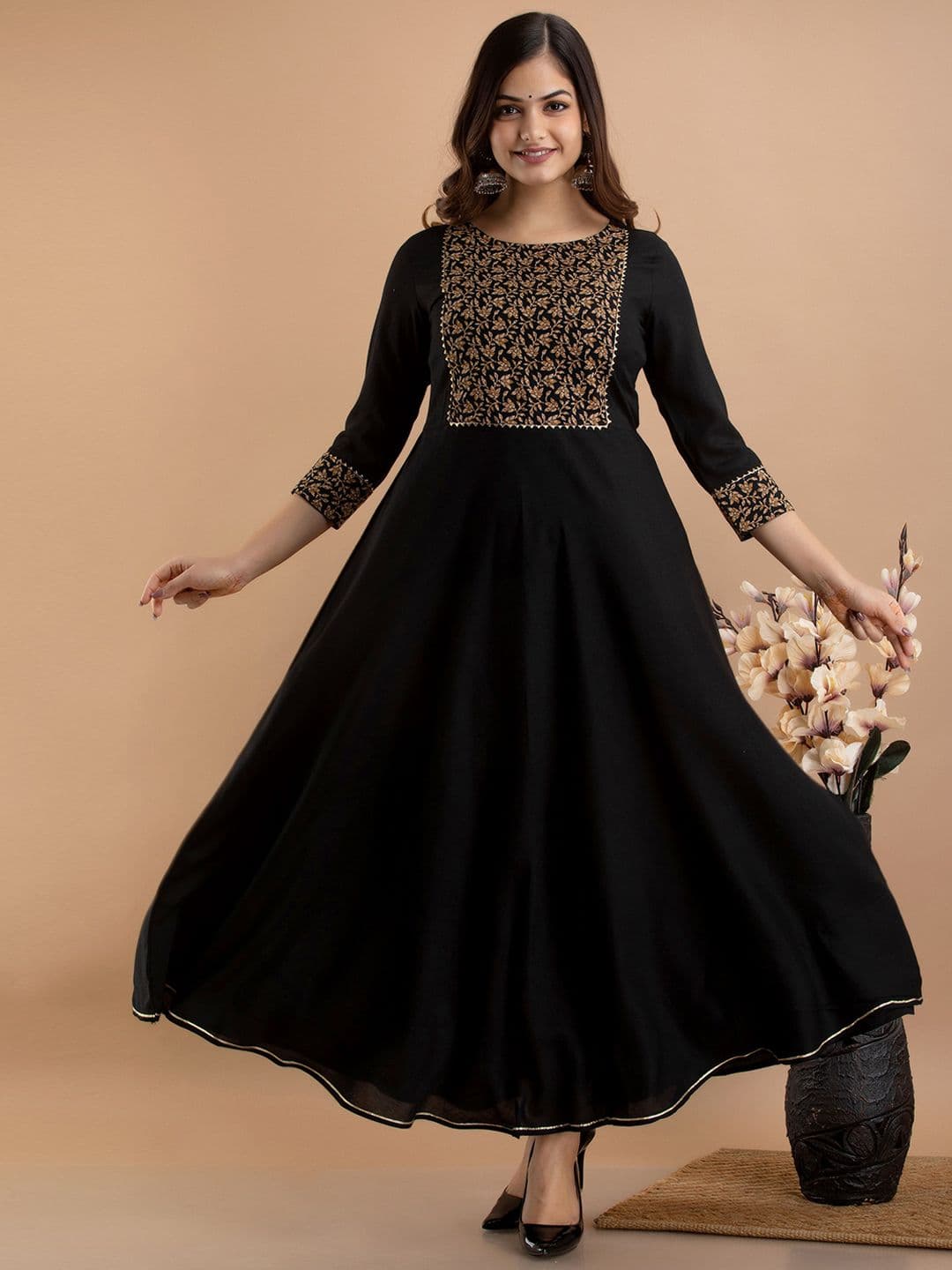 UNIBLISS Floral Printed A-Line Ethnic Dress - view 1