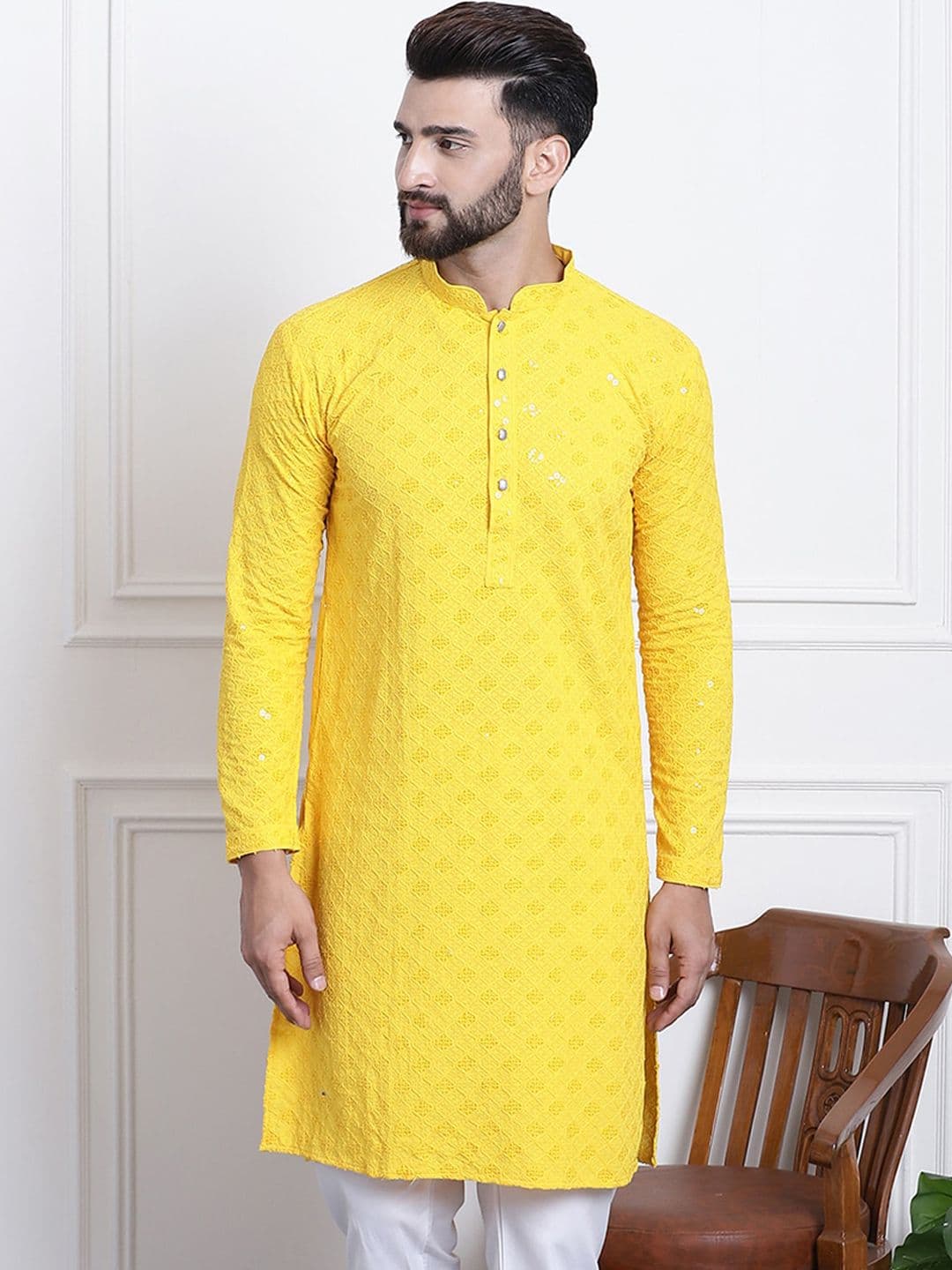 SOJANYA Sequin Embellished Pure Cotton Kurta - view 1