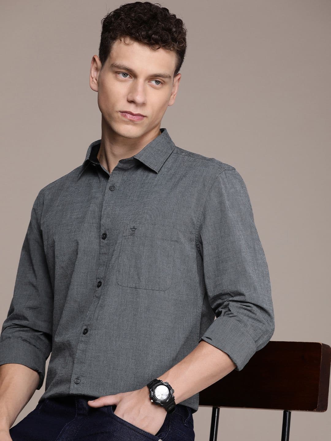French Connection Pure Cotton Slub Slim Fit Opaque Casual Shirt - view 1