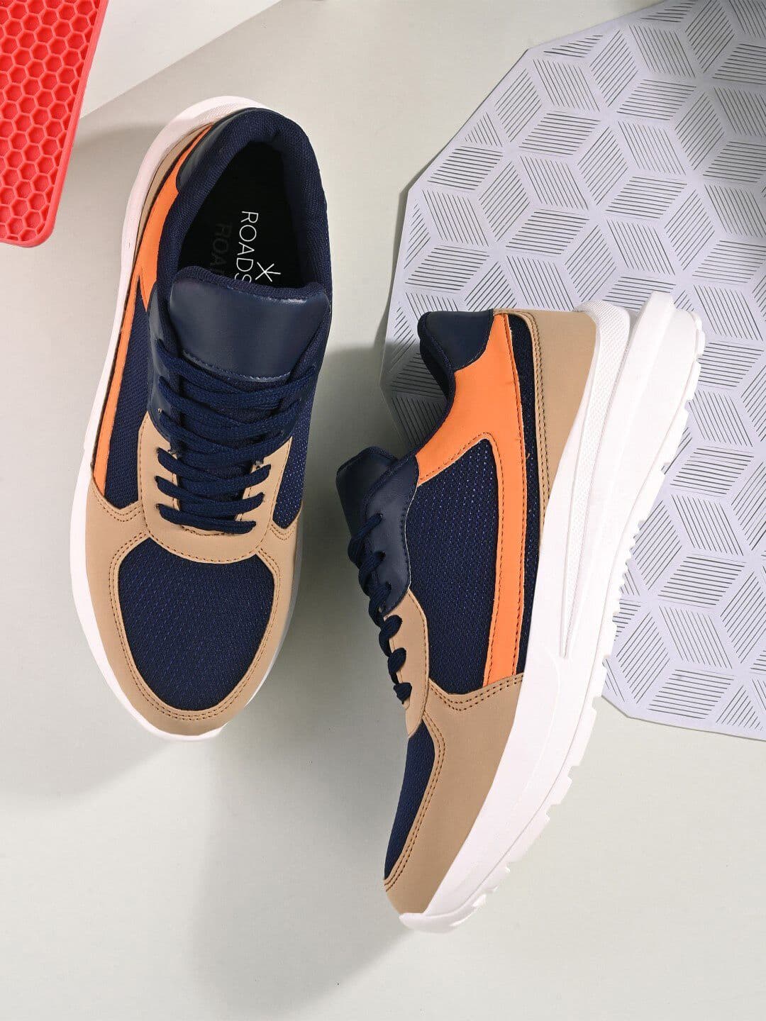 Roadster Men Blue & Orange Colourblocked Lace-Ups Sports Running Shoes - view 1