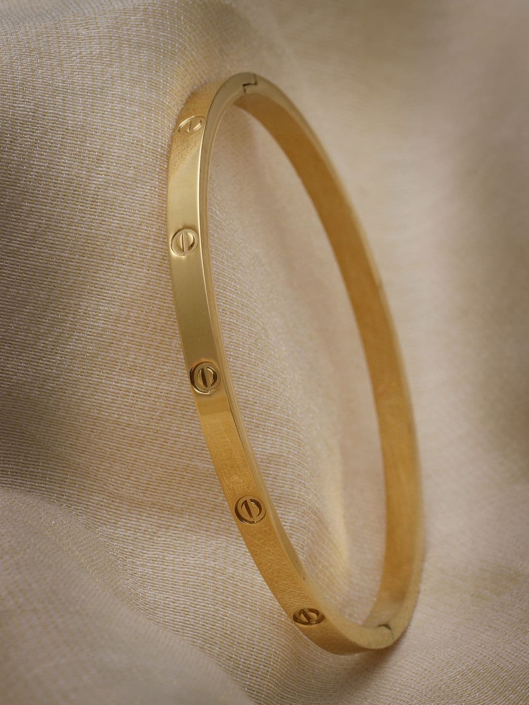 NVR Unisex Gold-Plated Kada Bracelet