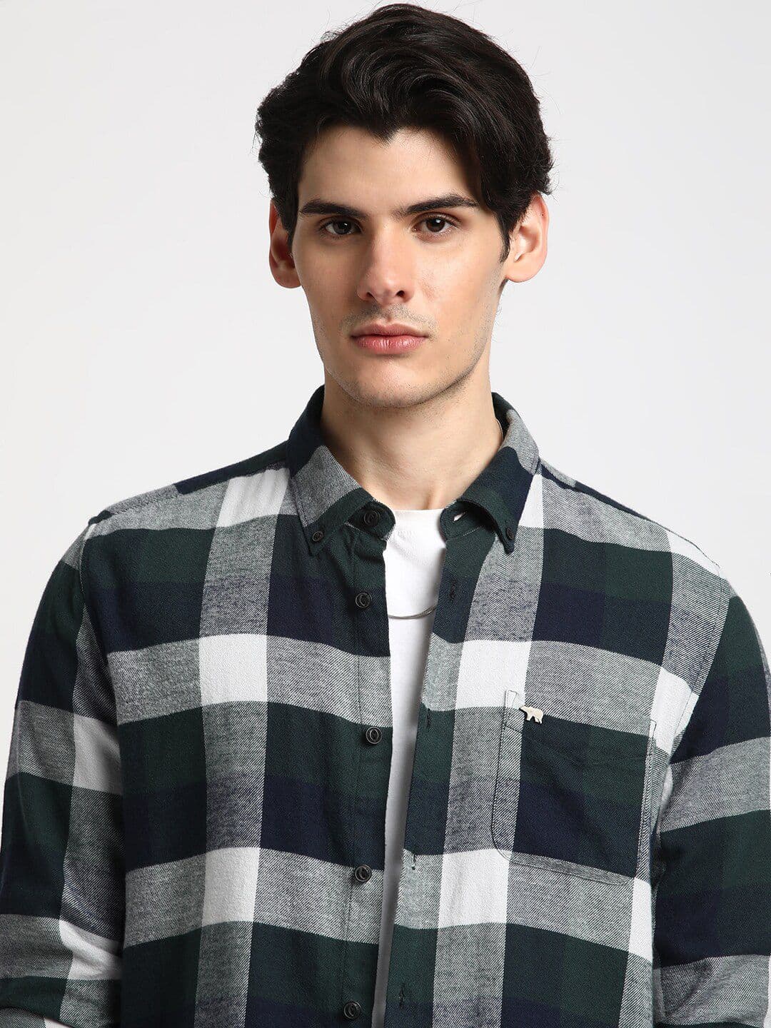 THE BEAR HOUSE Buffalo Checked Cotton Slim Fit Opaque Casual Shirt - view 1