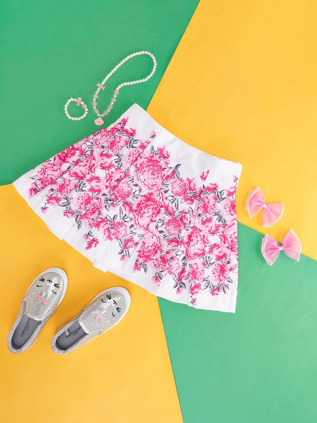 Pantaloons Junior Girls Printed Pure Cotton Flared A-Line Skirt - view 1