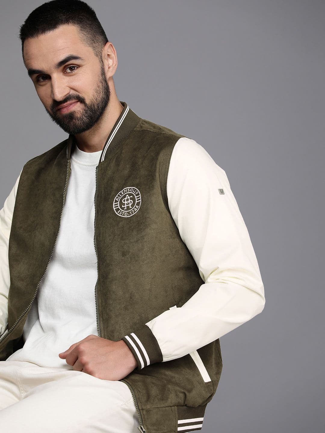 Allen Solly Men Solid Varsity Jacket - view 1