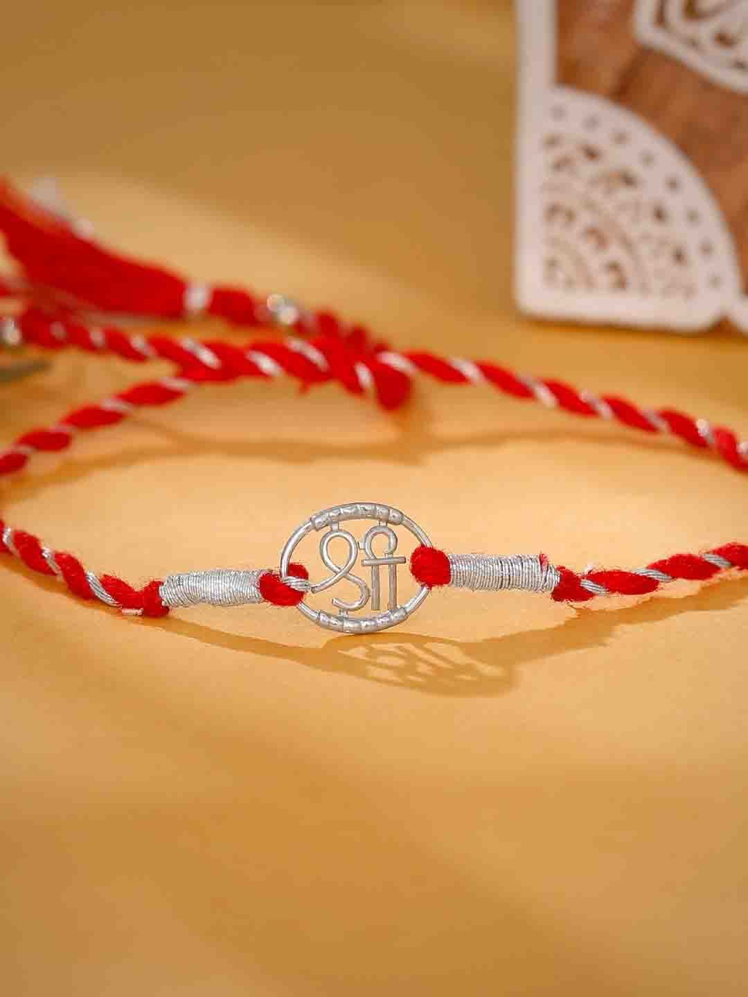 GIVA 925 Sterling Silver Shree Rakhi With Roli Chawal - view 1