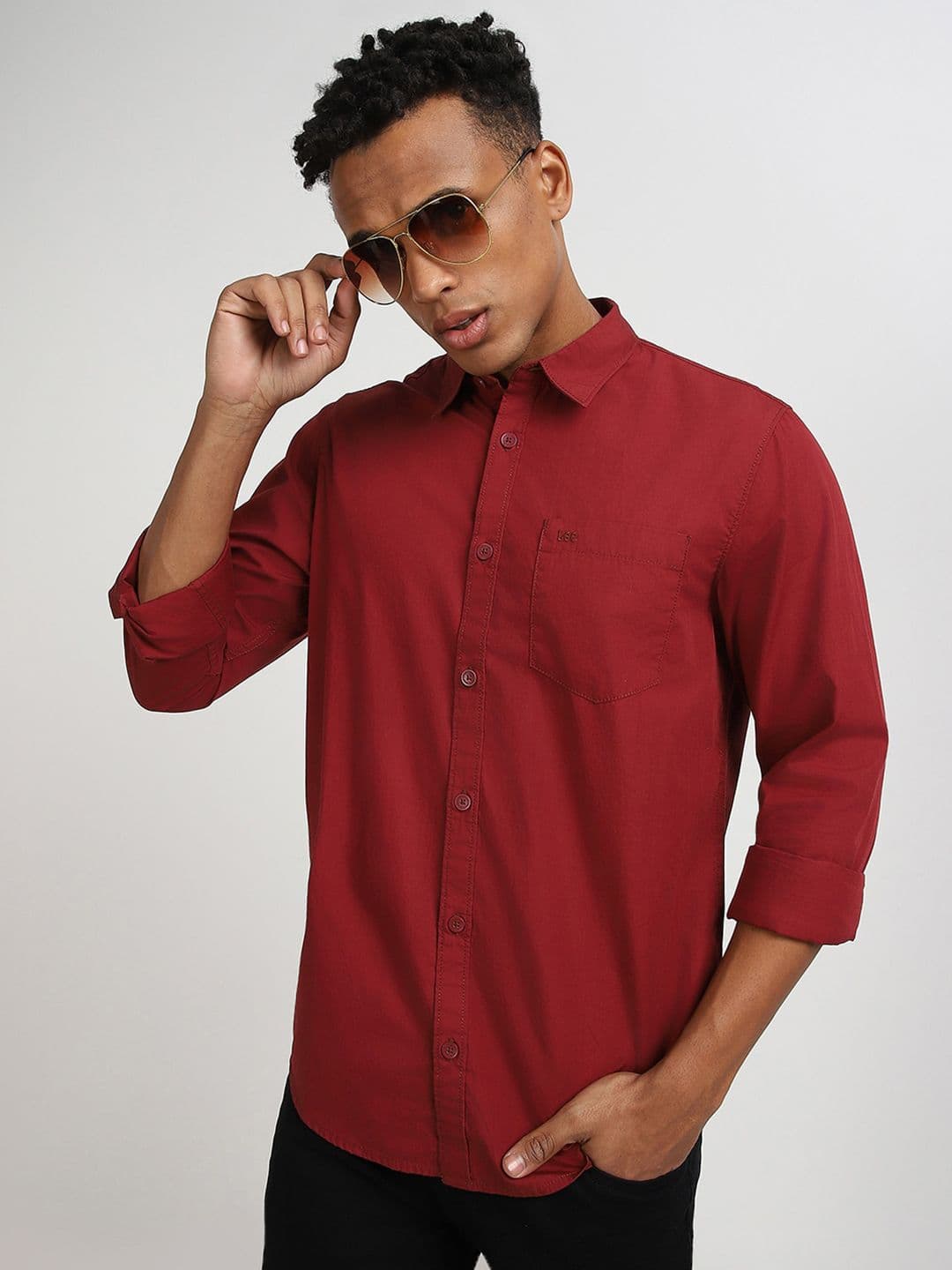 Lee Spread Collar Cotton Casual Regular Fit Shirt - view 1