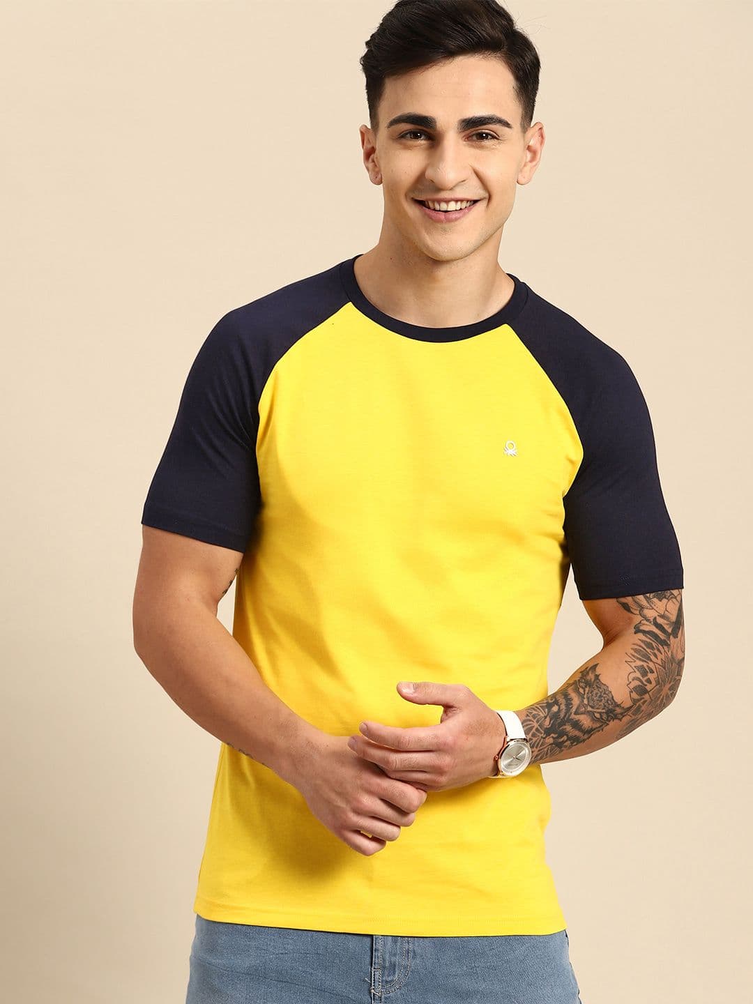 United Colors of Benetton Men Solid Pure Cotton T-shirt - view 1